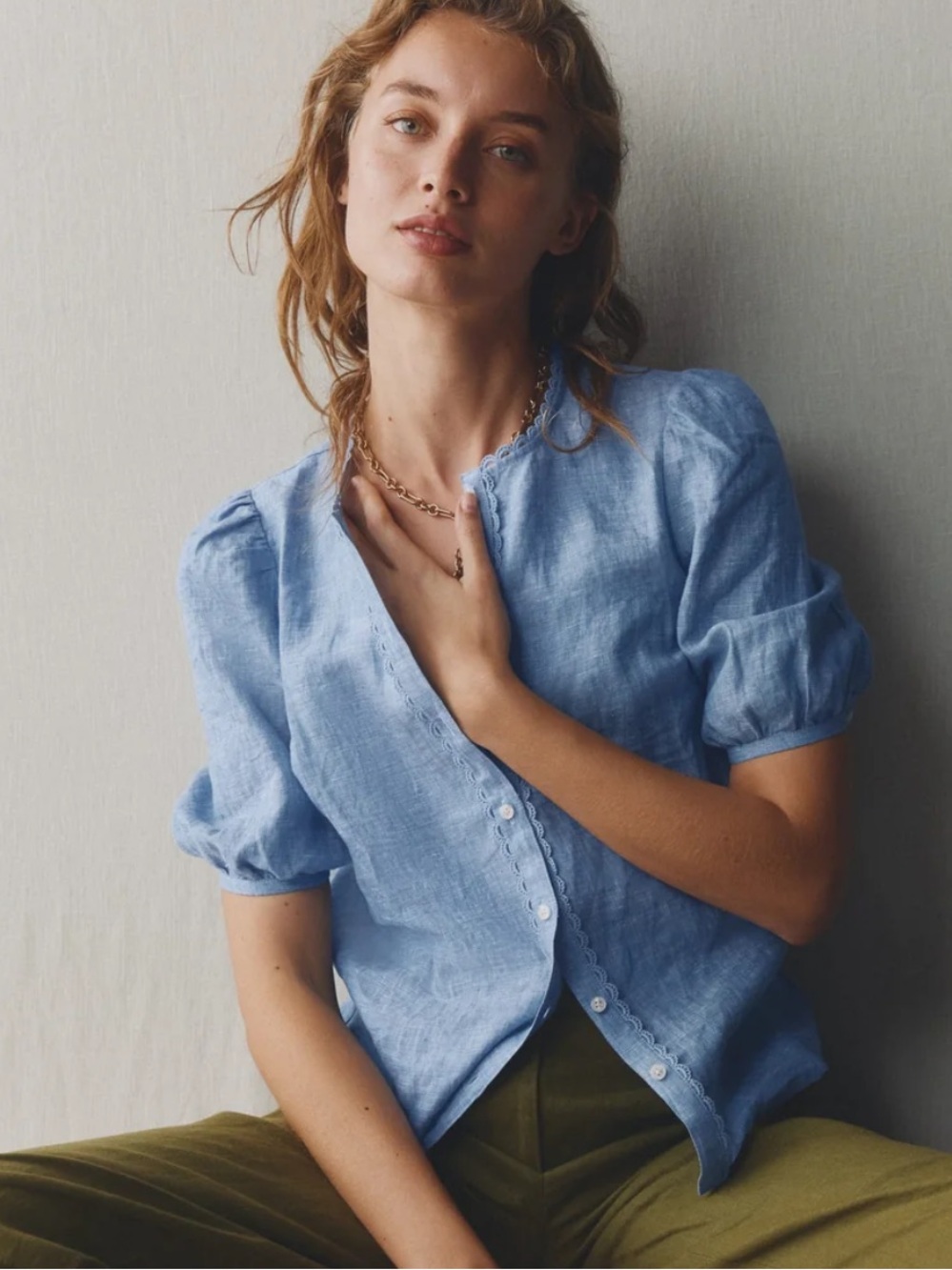Boden Leah Linen Short Sleeve Top